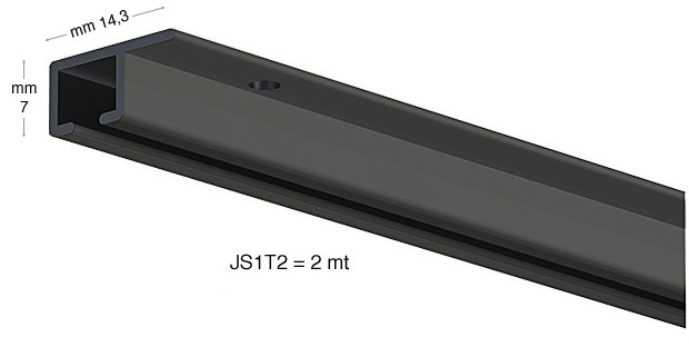 Top Rail, black, aluminum, 2 metres - Max weight 20 kg