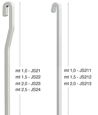 Rod 4x4 mm in steel, white - 1,5 metres
