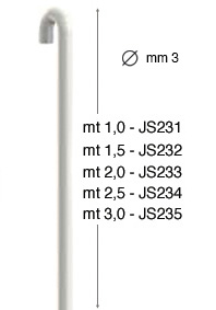 Rod 3 mm diameter, in steel, white - 1,5 metre