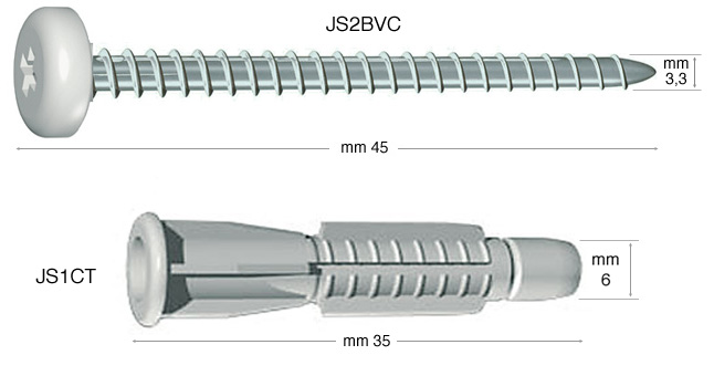 Screw white round-head for rails JS2/JS3 - Pack 200