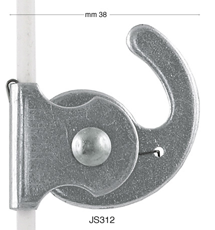 Hook, nickel, self-gripping, for vertical rod
