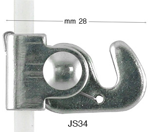 Self-gripping nickel hook for vertical rod 4x4mm - max weight 40kg
