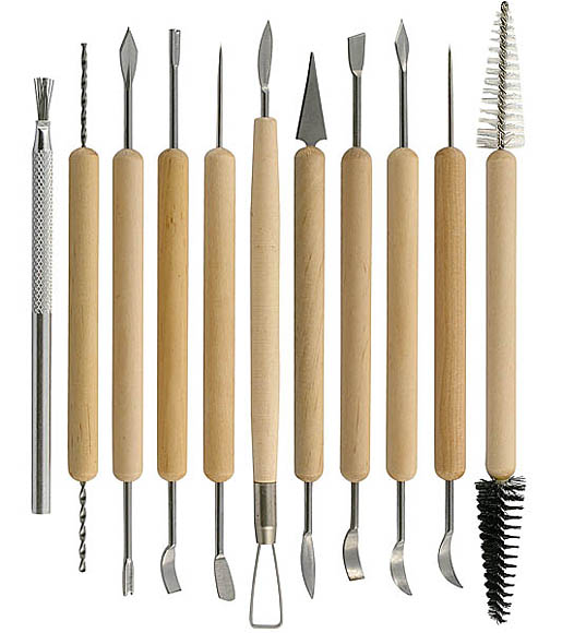 Pottery tool kit, set of 11 pieces