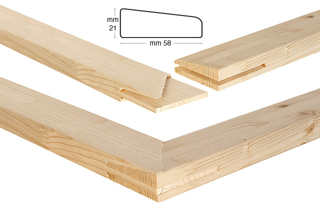 Stretcher bars, fir, 58x21 mm, length cm 80