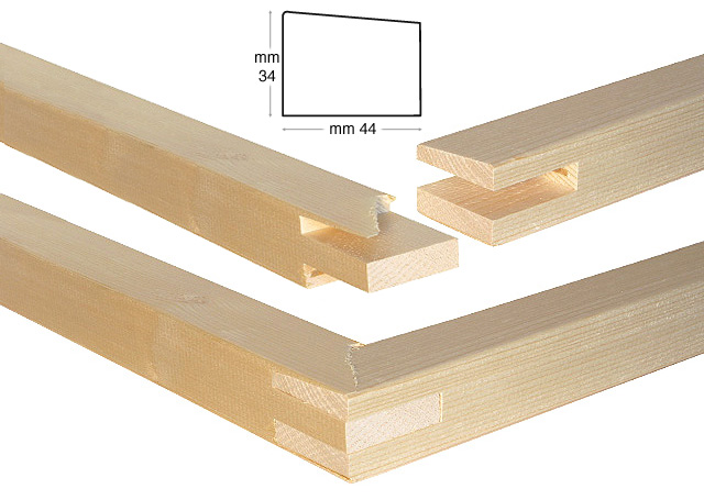 Stretcher bars, wood, 44x34 mm, 70 cm