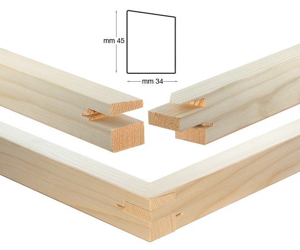 Stretcher bars, fir, 35x45 mm, length cm 50