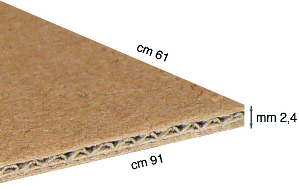 Corrugated Corri-cor cardboard, 61x90 cm, 2,4 mm thick