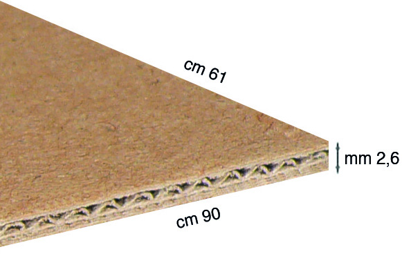 Corrugated Corri-cor cardboard - 2,6 mm thick - 61x90 cm