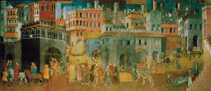 Poster on canvas: Lorenzetti: Buon governo,139x60