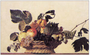 Poster on bars: Caravaggio: Frutta, 139x95 cm