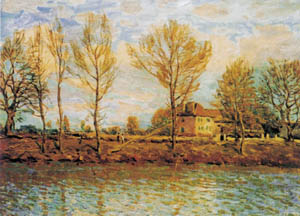 Poster on bars: Sisley: L'ile de la jatte 120x90 cm