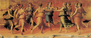 Poster: Romano: Apollo e le muse - 99x44 cm