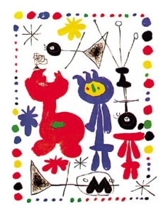 Poster: Mirò: Personnage et Oiseaux - cm 60x80