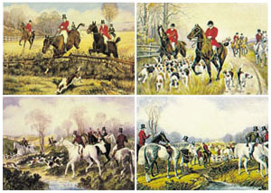 Set of 4 prints: Hunting Scenes - cm 35x25