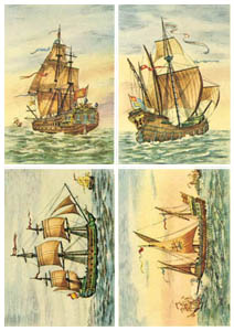 Set of 4 prints: Sailing Ships - cm 35x50