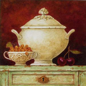 Print: Pot with cherries - cm 18x18
