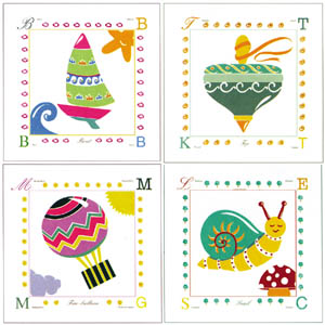 Set of 4 prints: Baby Alphabet - cm 30x30