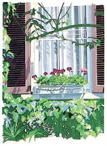 Print: Doi: Balcone con Fiori - cm 50x70