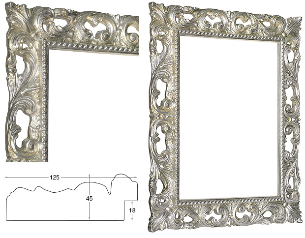Decorated silver frame cm 50x70