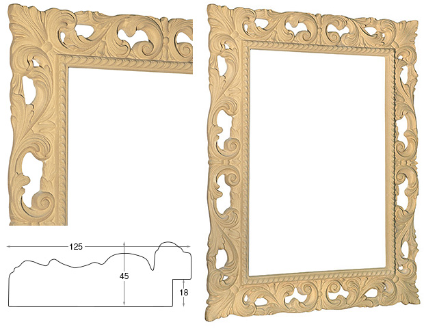 Decorated raw frame cm 50x70