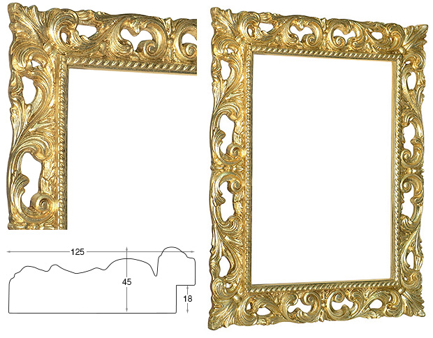 Decorated golden frame cm 60x80