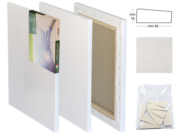 Stretched canvas: cotton mixture, folded, stapled 40x80 cm