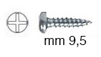 Screws, galvanized iron, cyl. head, mm 2,9x9,5 - Pack 2000 pcs