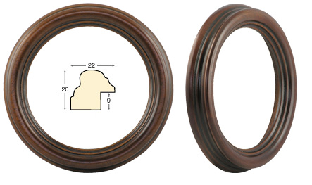 Round frames, antique walnut - diameter 12 cm