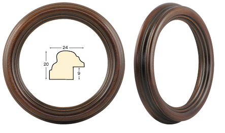 Round frames, antique walnut - diameter 14 cm