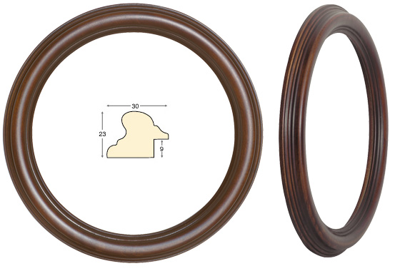 Round frames, antique walnut - diameter 20 cm
