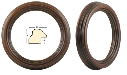 Round frames, antique walnut - diameter 10 cm