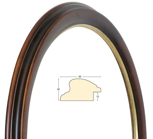 Round frames, walnut, gold fillet - diameter 40 cm