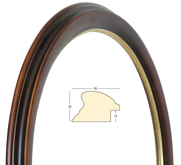 Round frames, walnut, gold fillet - diameter 60 cm