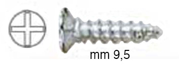 Screws, galvanized iron, flat head, mm 2,9x9,5 - Pack 1000 pcs