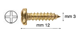 Brass-plated screws, cylindrical head, mm 3x12 - Pack 1000 pcs