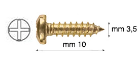 Brass-plated screws, cylindrical head, mm 3,5x10 - Pack 1000 pcs