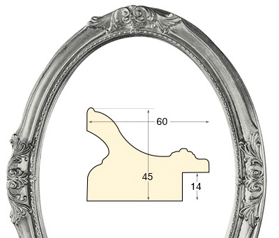 Oval frames, decorated, silver - 50x70 cm