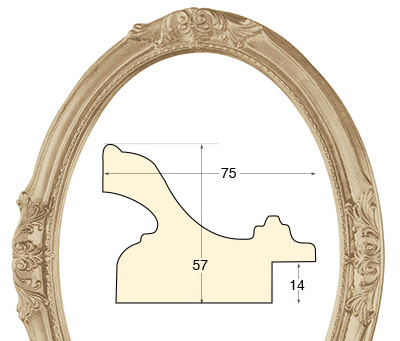 Oval frames, decorated, plain - 60x80 cm