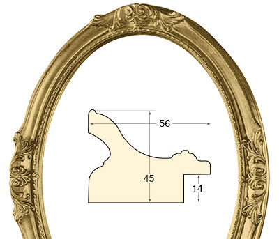 Oval frames, decorated, golden - 30x40 cm