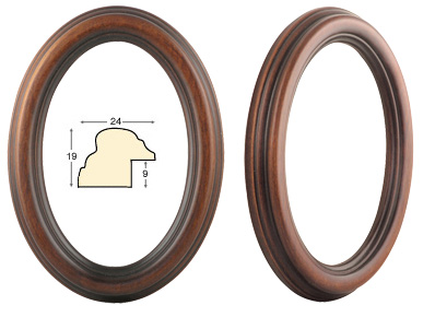 Oval frames, antique walnut - 8x10 cm