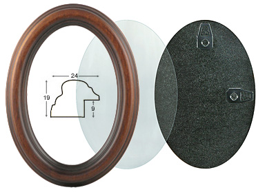 Oval frames, antique walnut, complete - 8x10 cm