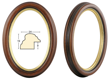 Oval frames, walnut, gold fillet - 7x9 cm