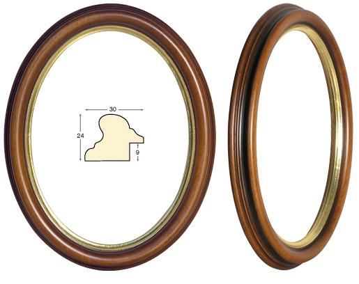 Oval frames, walnut, gold fillet - 18x24 cm