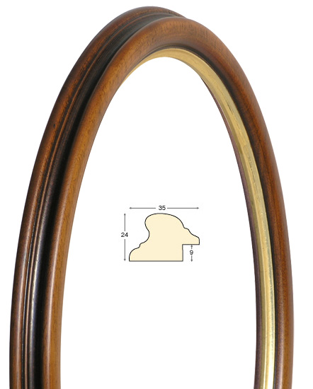 Oval frames, walnut, gold fillet - 30x40 cm