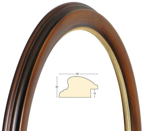 Oval frames, walnut, gold fillet - 50x60 cm