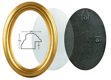 Oval frames, gold, complete - 9x12 cm