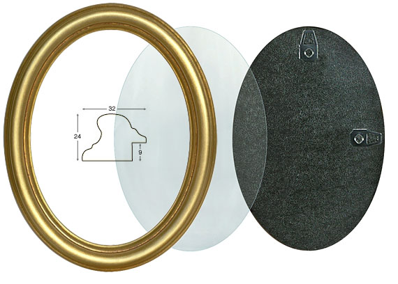 Oval frames, gold, complete - 24x30 cm