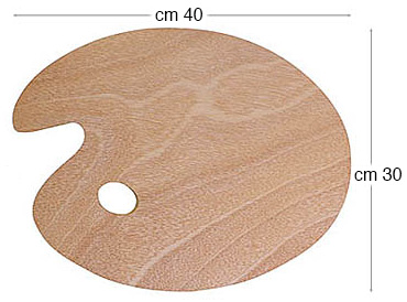 Painting palette, 3 mm thick wood, oval 30x40 cm