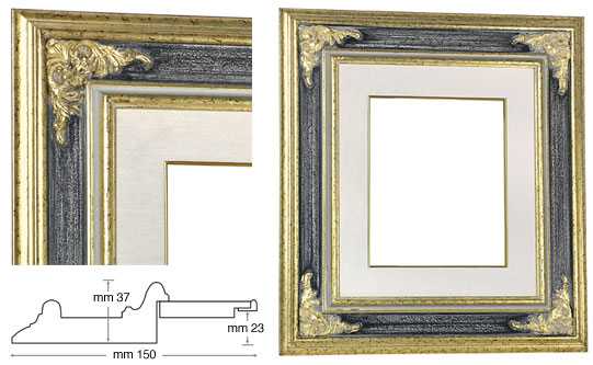 Venice frame with grey band, linen liner, 240x300 mm