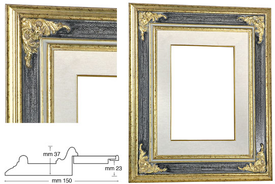 Venice frame with grey band, linen liner, 250x350 mm
